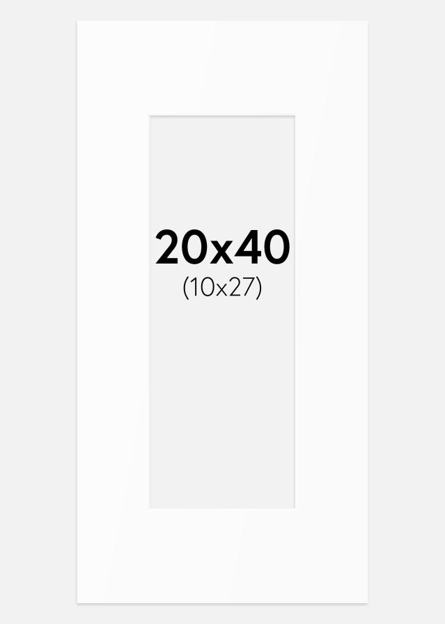 Passepartout Hvid Standard (Hvid kerne) 20x40 cm (10x27)