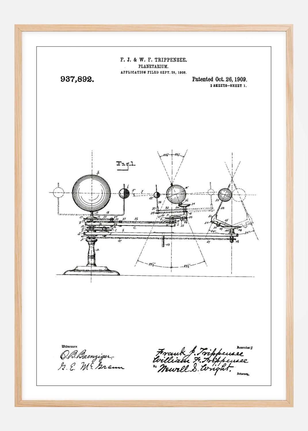 Product Image for Patenttegning - Planetarium - Hvid Plakat (50x70 cm)