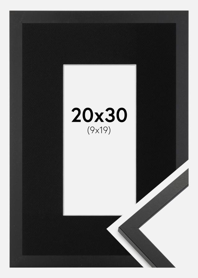 Ramme Trendy Sort 20x30 cm - Passepartout Sort 10x20 cm