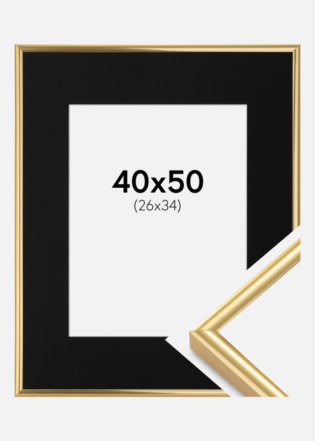 Ramme Victoria Guld 40x50 cm - Passepartout Sort 27x35 cm