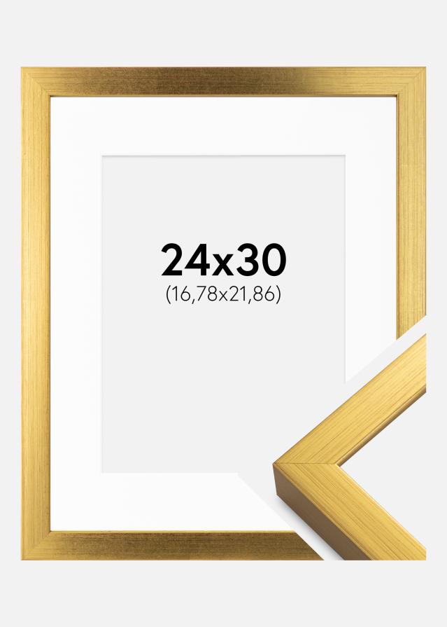 Ramme Falun Guld 24x30 cm - Passepartout Hvid 7x9 inches