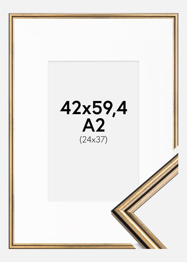 Ramme Horndal Guld 42x59,4 cm (A2) - Passepartout Hvid 25x38 cm