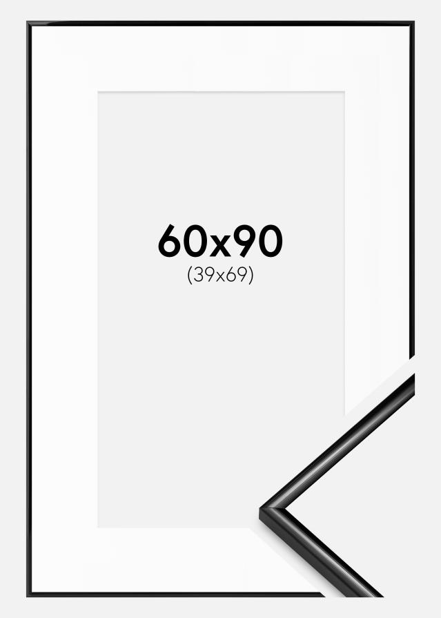 Ramme Scandi Sort 60x90 cm - Passepartout Hvid 40x70 cm