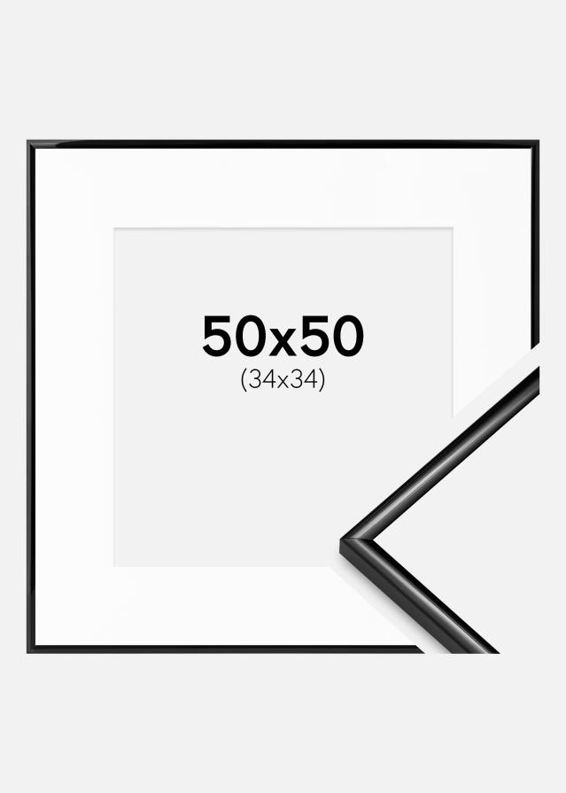 Ramme Scandi Sort 50x50 cm - Passepartout Hvid 35x35 cm