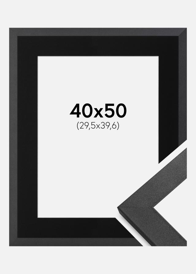 Ramme Graphite Wood 40x50 cm - Passepartout Sort 12x16 inches