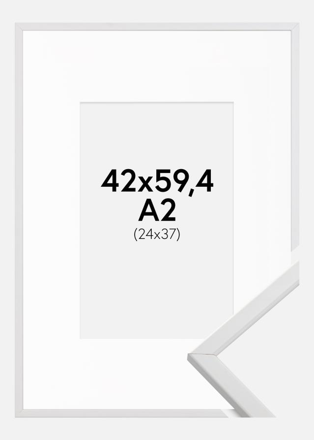 Ramme Galant Hvid 42x59,4 cm (A2) - Passepartout Hvid 25x38 cm