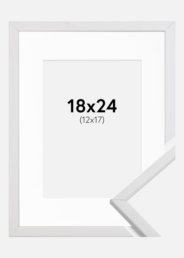 Ramme Galant Hvid 18x24 cm - Passepartout Hvid 13x18 cm