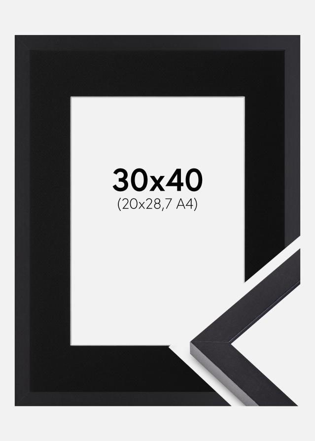 Ramme Selection Sort 30x40 cm - Passepartout Sort 21x29,7 cm (A4)