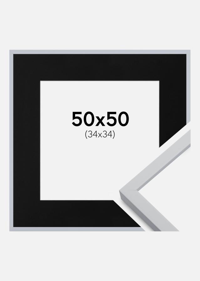 Ramme Oslo Hvid 50x50 cm - Passepartout Sort 35x35 cm