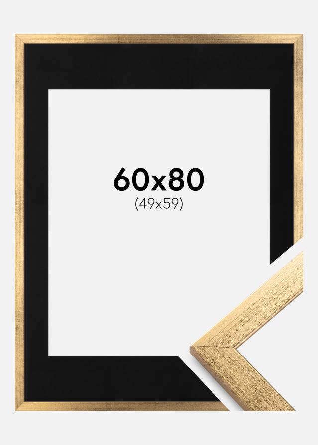 Ramme Stilren Guld 60x80 cm - Passepartout Sort 50x60 cm