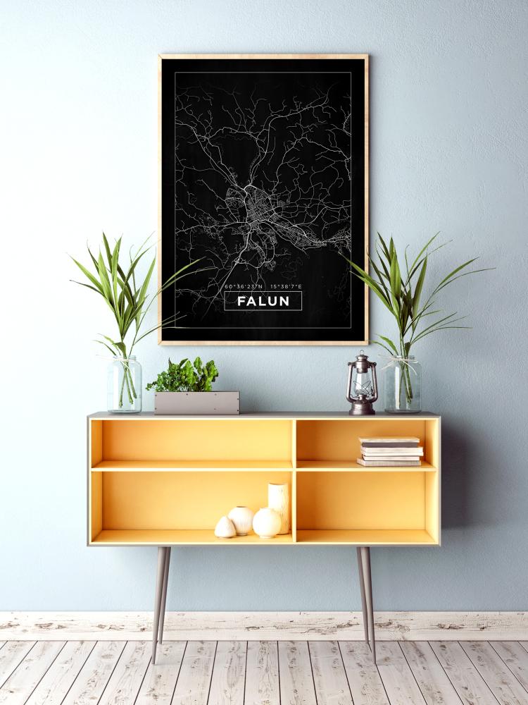 Kort - Falun - Sort Plakat