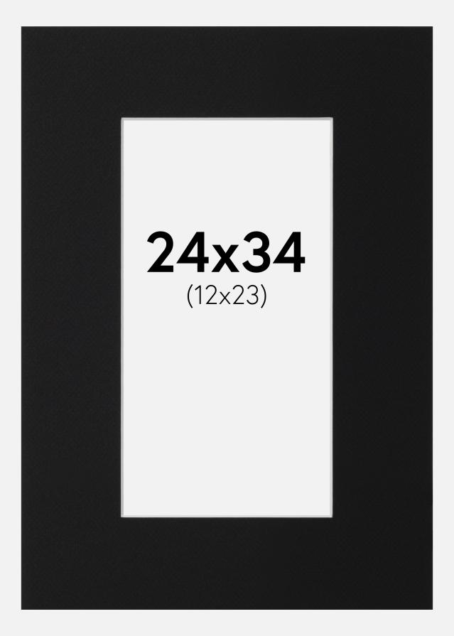 Passepartout Sort Standard (Hvid kerne) 24x34 cm (12x23)