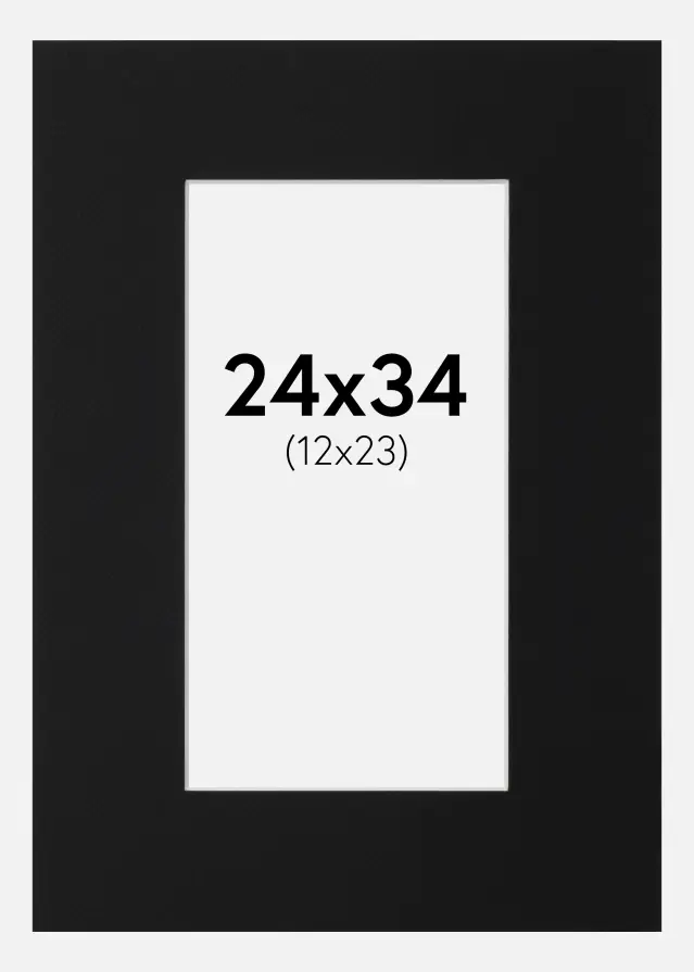 Passepartout Sort Standard (Hvid kerne) 24x34 cm (12x23)