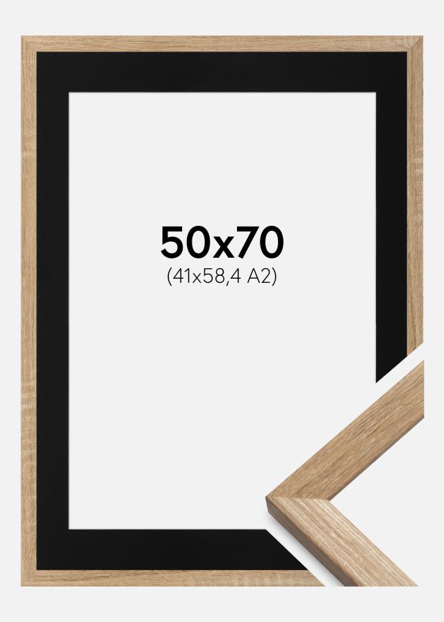 Ramme Fiorito Lys Eg 50x70 cm - Passepartout Sort 42x59,4 cm (A2)