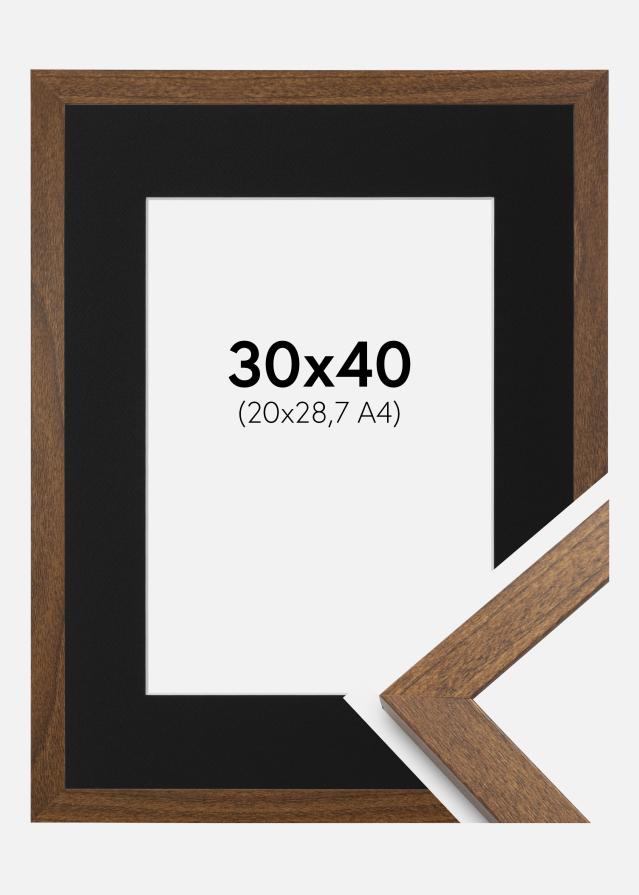 Ramme Stilren Warm Brown 30x40 cm - Passepartout Sort 21x29,7 cm (A4)