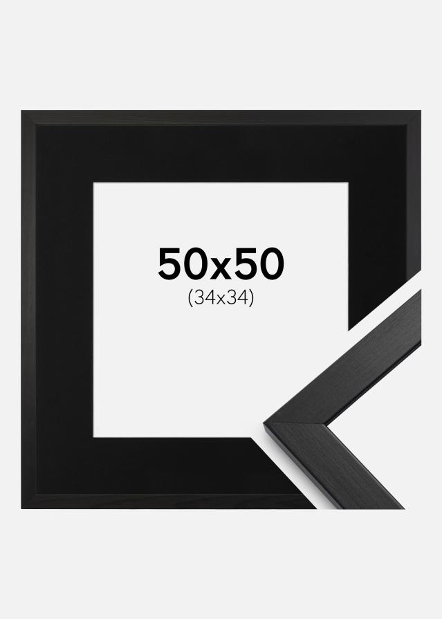 Ramme Stilren Sort 50x50 cm - Passepartout Sort 35x35 cm