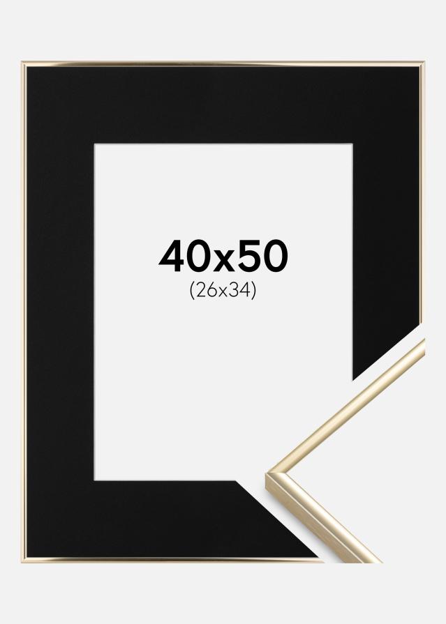 Ramme Visby Blank Guld 40x50 cm - Passepartout Sort 27x35 cm