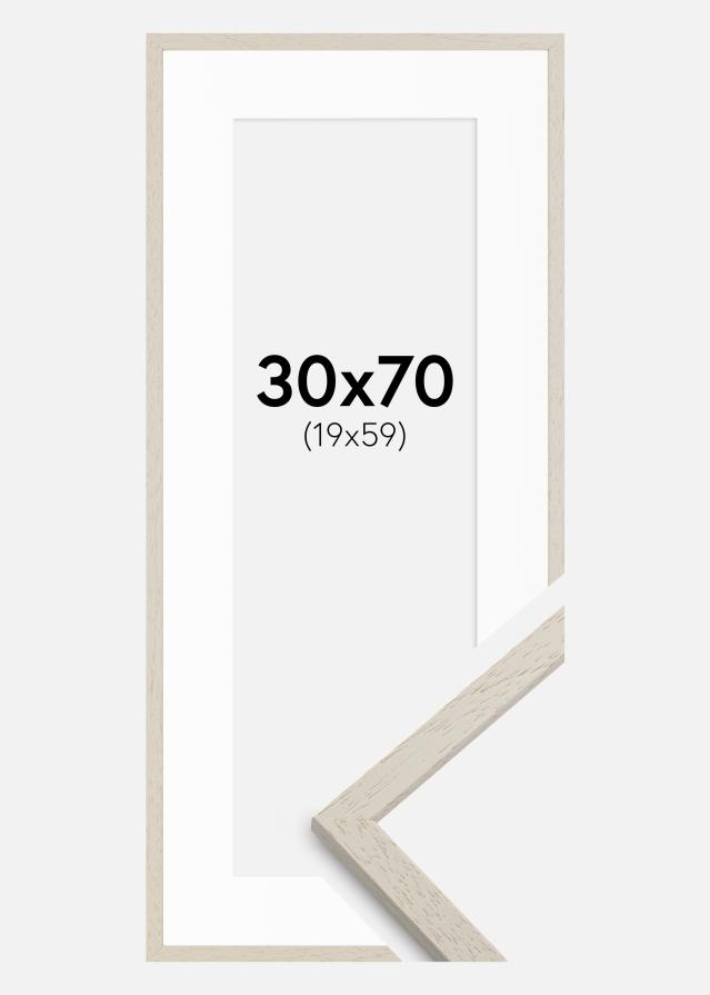 Ramme Edsbyn Sand 30x70 cm - Passepartout Hvid 20x60 cm
