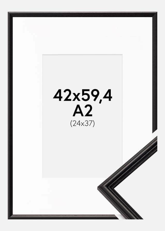 Ramme Horndal Sort 42x59,4 cm (A2) - Passepartout Hvid 25x38 cm