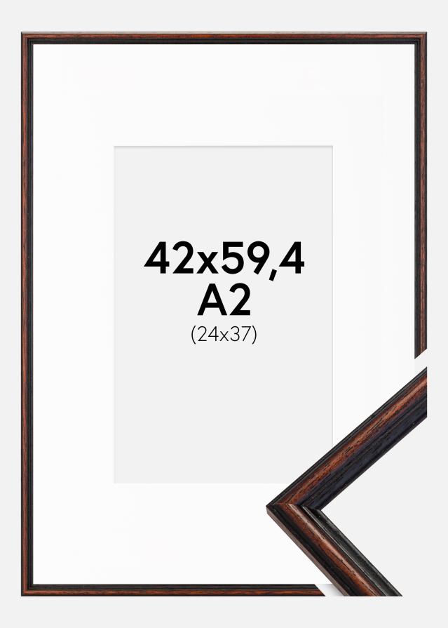 Ramme Horndal Valnød 42x59,4 cm (A2) - Passepartout Hvid 25x38 cm