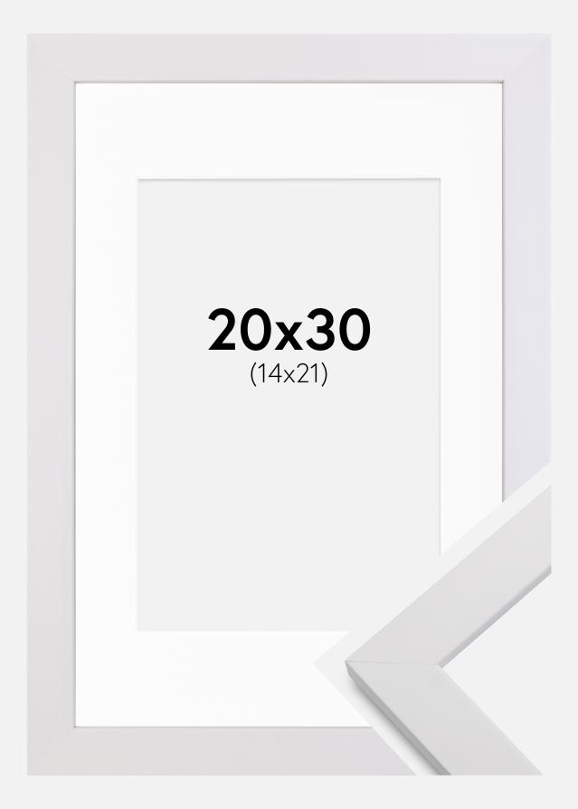 Ramme White Wood 20x30 cm - Passepartout Hvid 15x22 cm