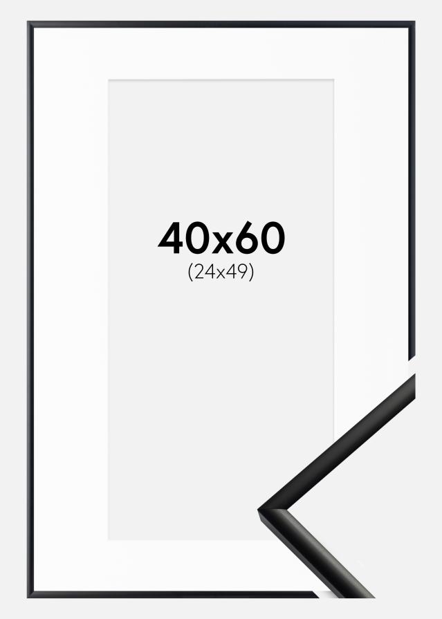 Ramme New Lifestyle Mat Sort 40x60 cm - Passepartout Hvid 25x50 cm