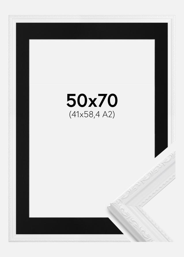 Ramme Abisko Hvid 50x70 cm - Passepartout Sort 42x59,4 cm (A2)