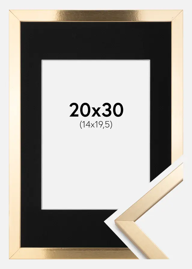 Ramme Trendy Guld 20x30 cm - Passepartout Sort 15x21 cm (A5)