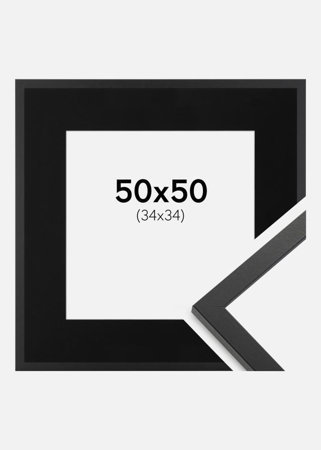 Ramme Trendy Sort 50x50 cm - Passepartout Sort 35x35 cm