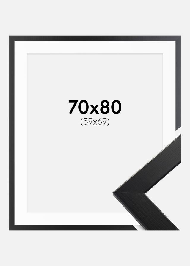 Ramme Trendline Sort 70x80 cm - Passepartout Hvid 60x70 cm