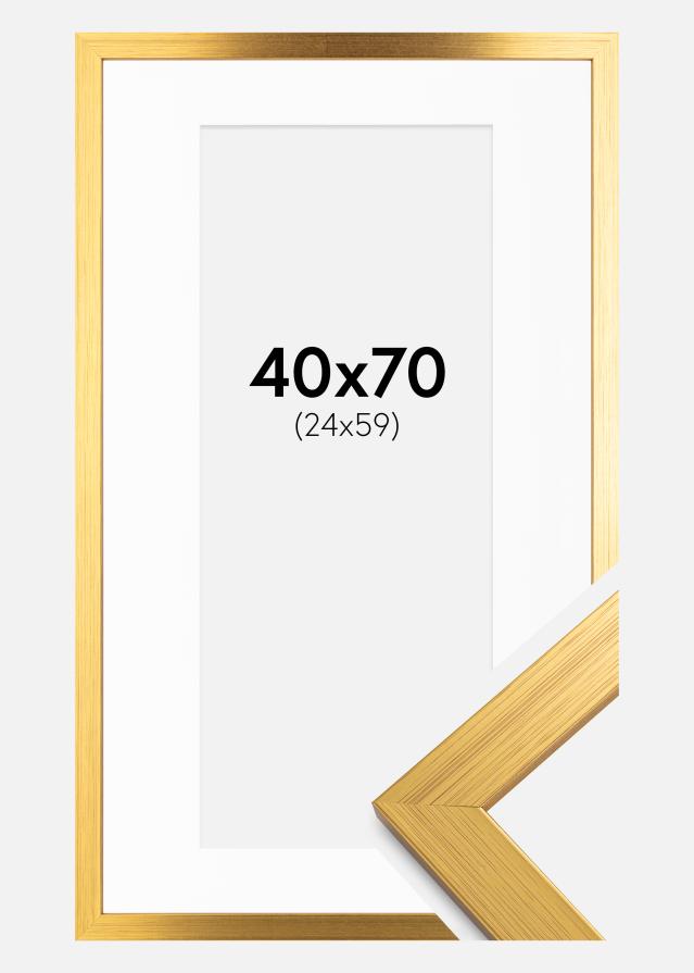 Ramme Gold Wood 40x70 cm - Passepartout Hvid 25x60 cm
