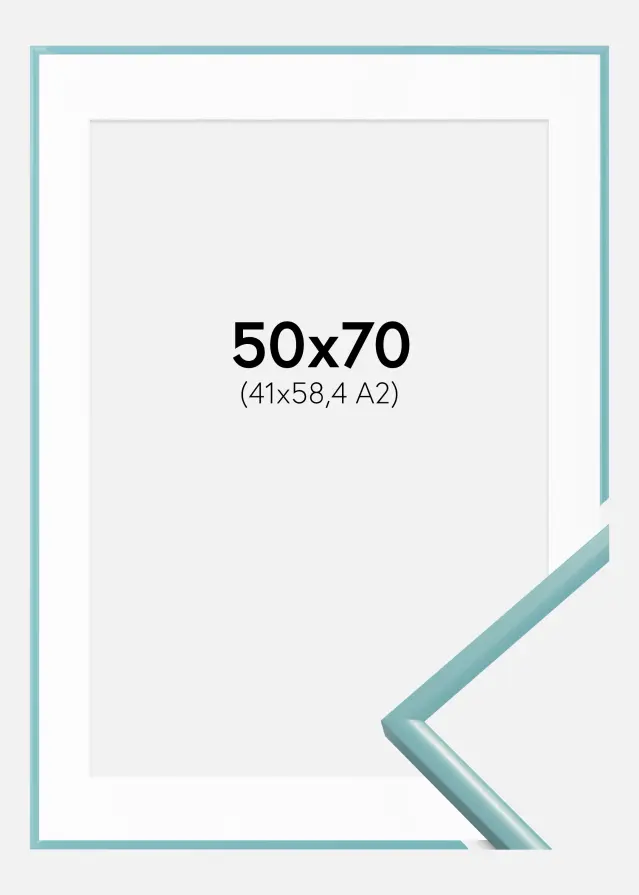 Ramme New Lifestyle Turkis 50x70 cm - Passepartout Hvid 42x59,4 cm (A2)