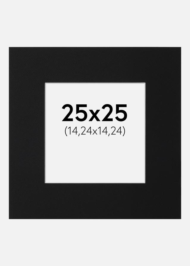 Passepartout Sort Standard (Hvid kerne) 25x25 cm (14,24x14,24)