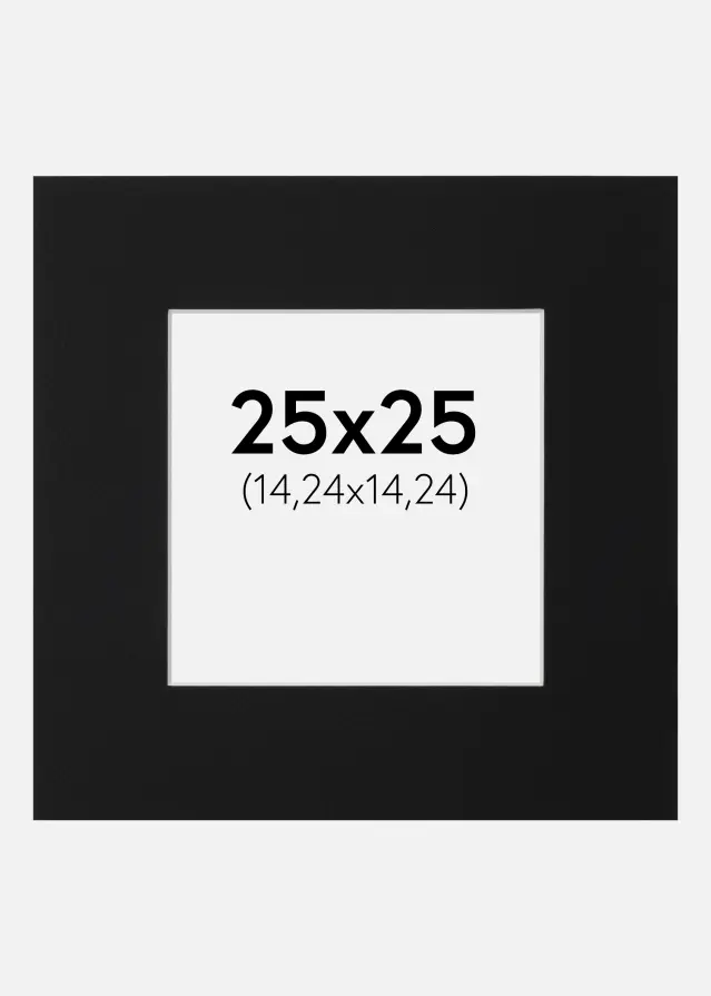 Passepartout Sort Standard (Hvid kerne) 25x25 cm (14,24x14,24)