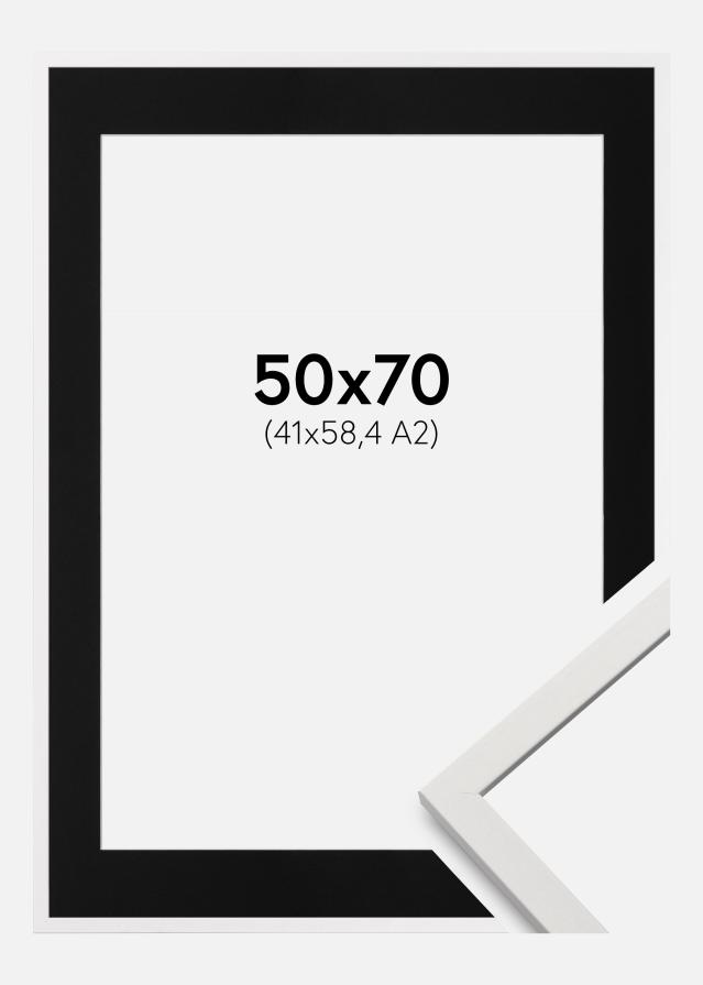 Ramme Edsbyn Hvid 50x70 cm - Passepartout Sort 42x59,4 cm (A2)