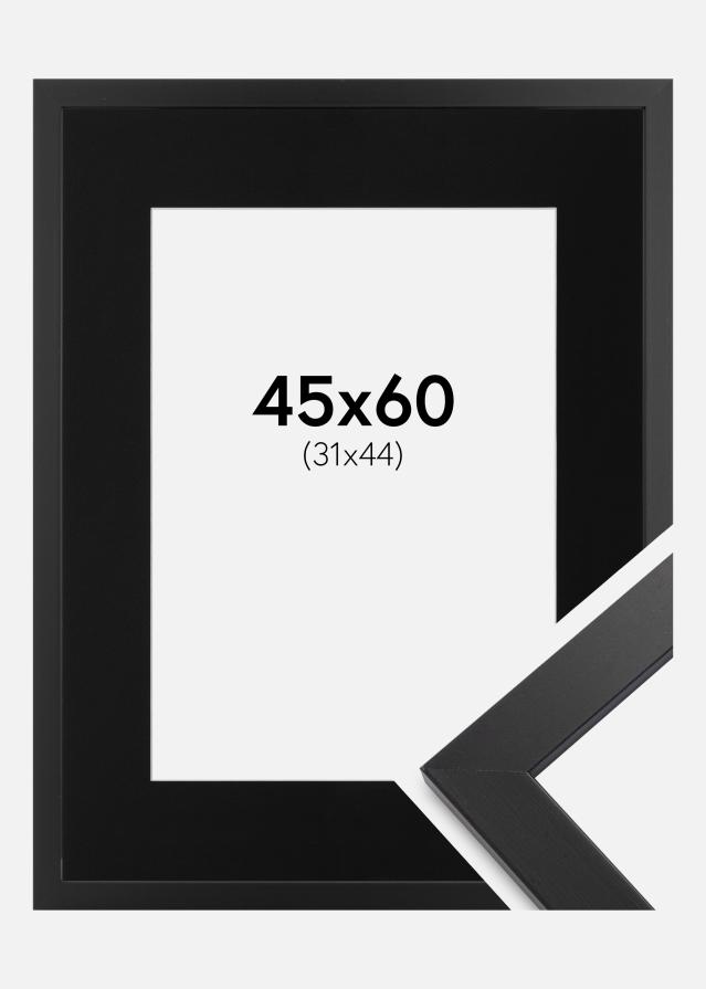 Ramme Black Wood 45x60 cm - Passepartout Sort 32x45 cm