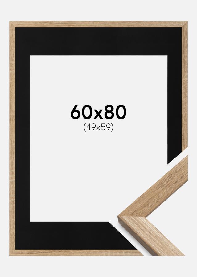 Ramme Fiorito Lys Eg 60x80 cm - Passepartout Sort 50x60 cm