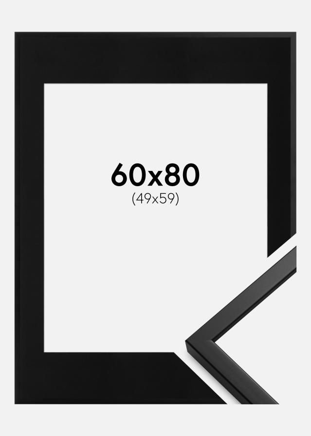 Ramme Oslo Sort 60x80 cm - Passepartout Sort 50x60 cm