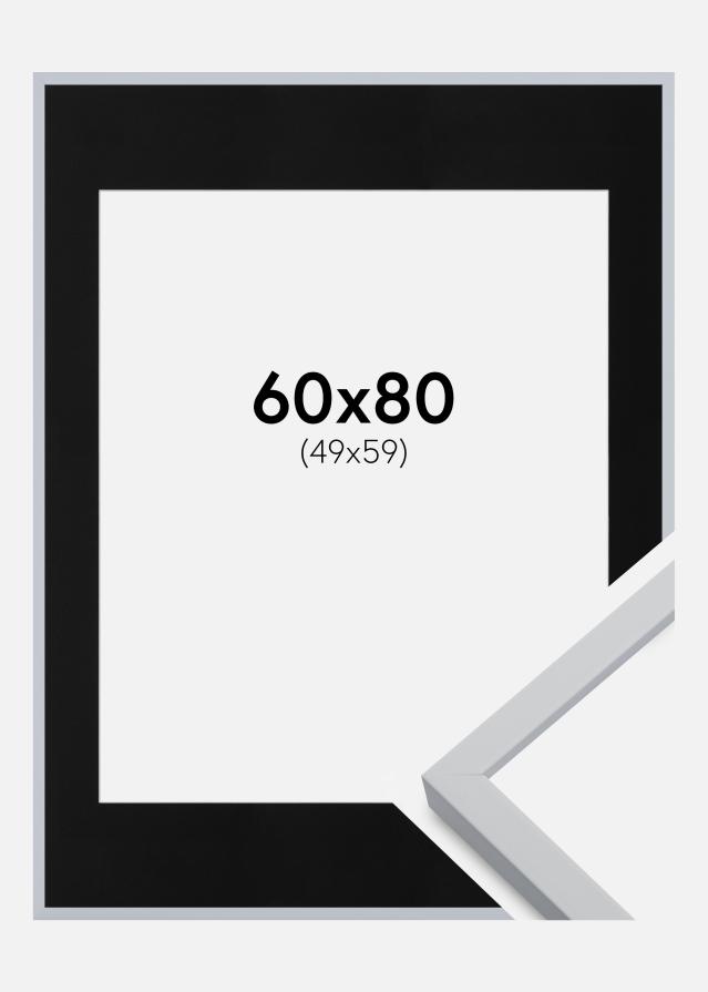 Ramme Oslo Hvid 60x80 cm - Passepartout Sort 50x60 cm