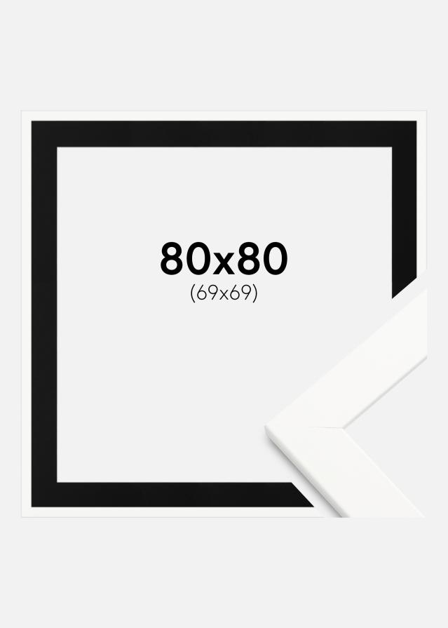 Ramme Trendline Hvid 80x80 cm - Passepartout Sort 70x70 cm