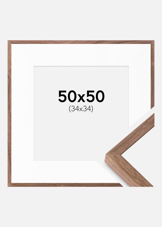 Ramme Soul Walnut Veneer 50x50 cm - Passepartout Hvid 35x35 cm