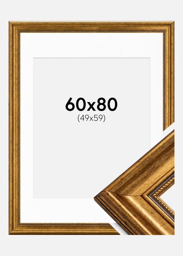 Ramme Rokoko Guld 60x80 cm - Passepartout Hvid 50x60 cm