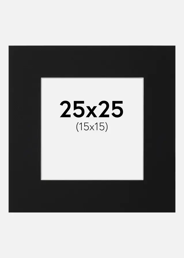 Passepartout Sort Standard (Hvid kerne) 25x25 cm (15x15)