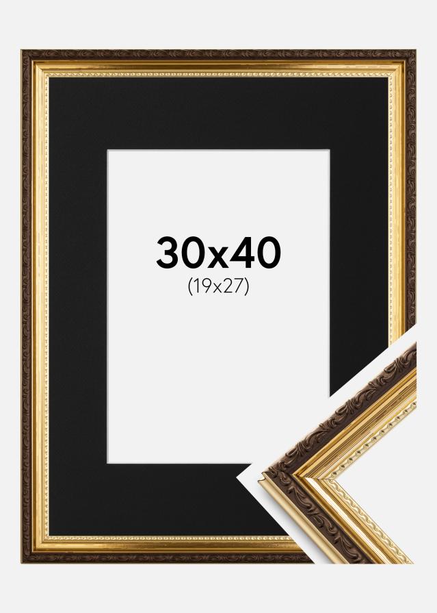 Ramme Abisko Guld 30x40 cm - Passepartout Sort 20x28 cm