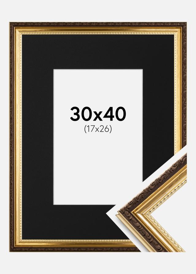 Ramme Abisko Guld 30x40 cm - Passepartout Sort 18x27 cm