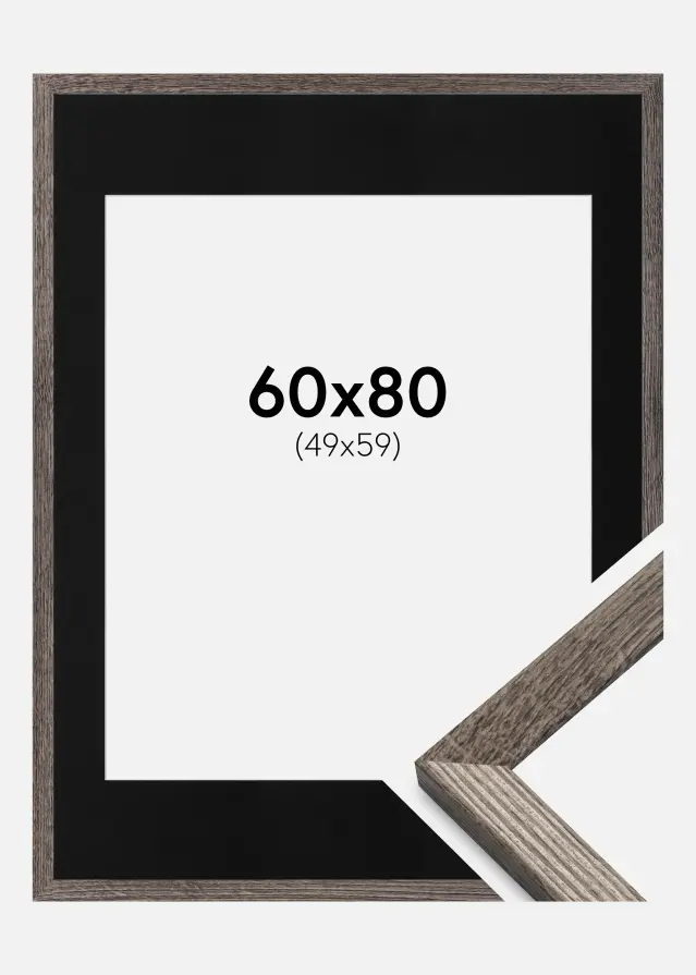 Ramme Fiorito Valnød 60x80 cm - Passepartout Sort 50x60 cm