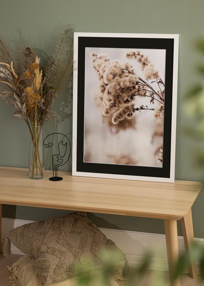 Ramme White Wood 70x90 cm - Passepartout Sort 55x70 cm