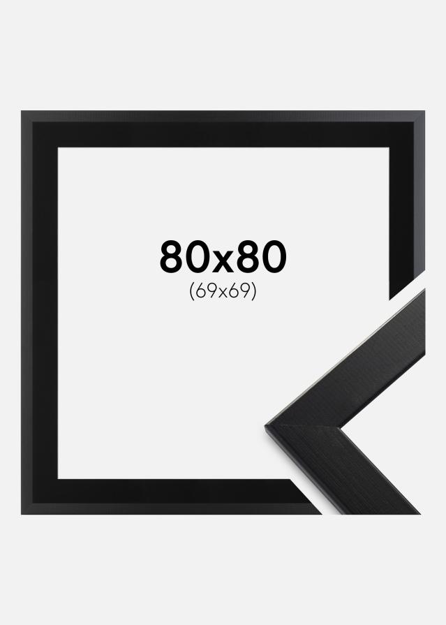 Ramme Trendline Sort 80x80 cm - Passepartout Sort 70x70 cm