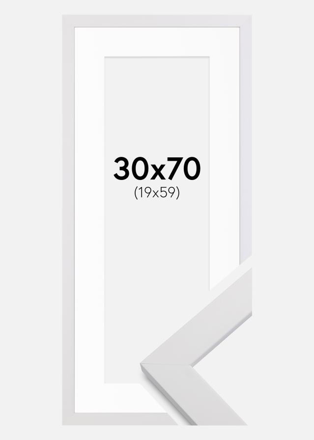 Ramme White Wood 30x70 cm - Passepartout Hvid 20x60 cm