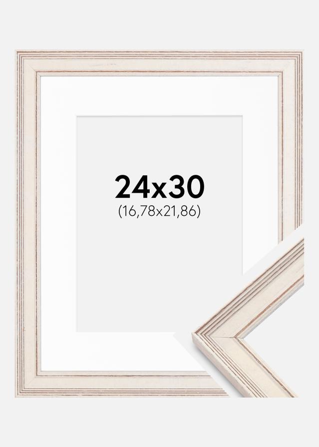 Ramme Shabby Chic Hvid 24x30 cm - Passepartout Hvid 7x9 inches
